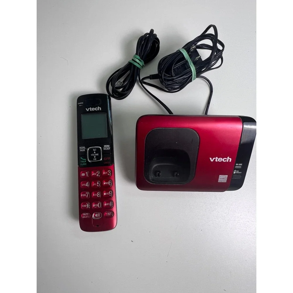 Vtech CS671916 Red Cordless Phone with Base and Power Adapter‎